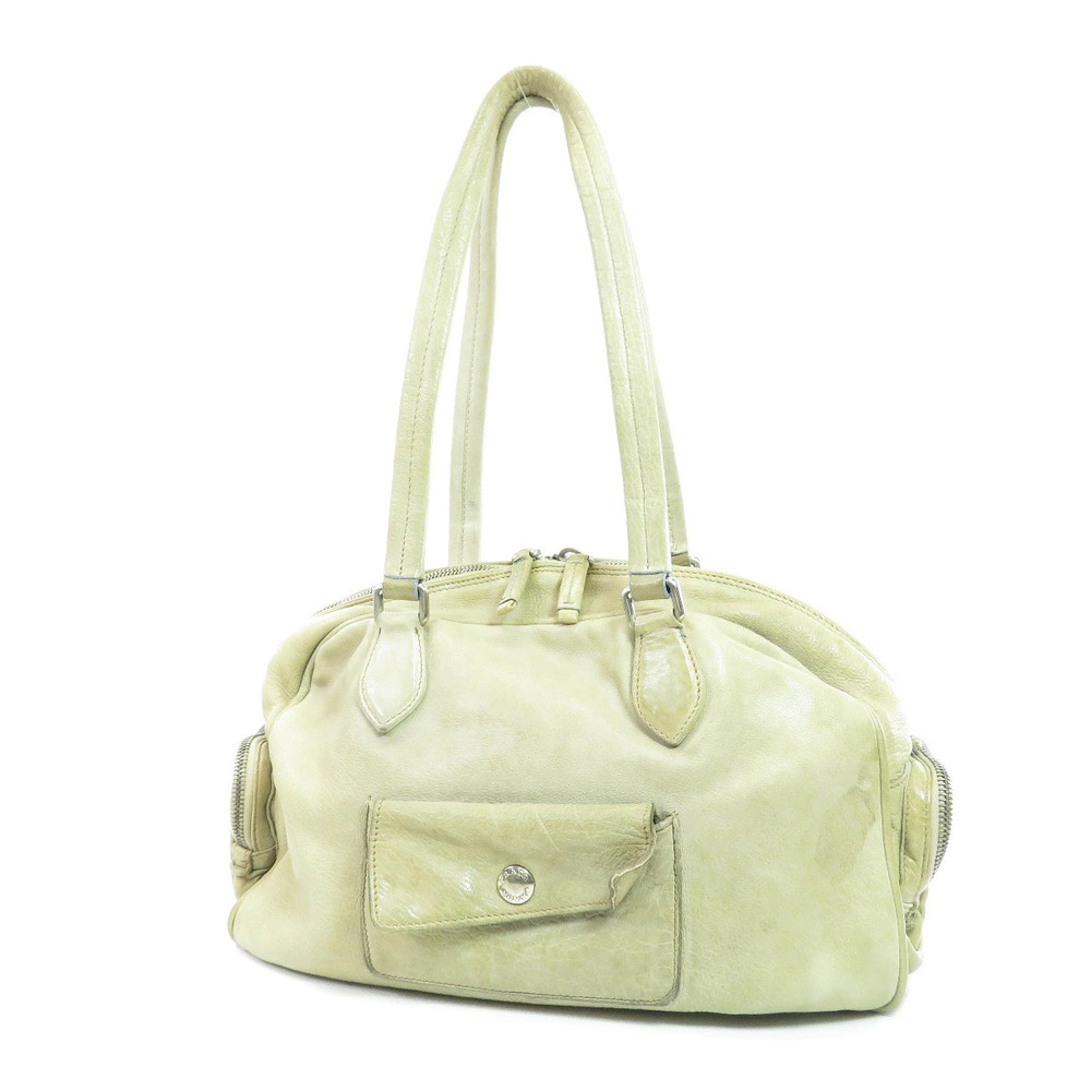 Prada calf leather logo enameled bag triangle Glace shoulder Naturale Black
